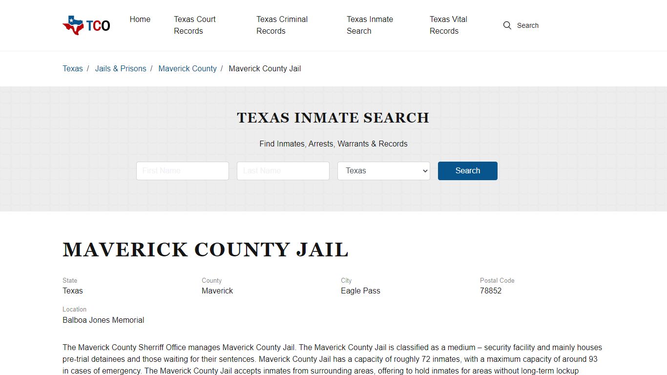 Maverick County Jail in Eagle Pass, TX - txcountyoffices.org
