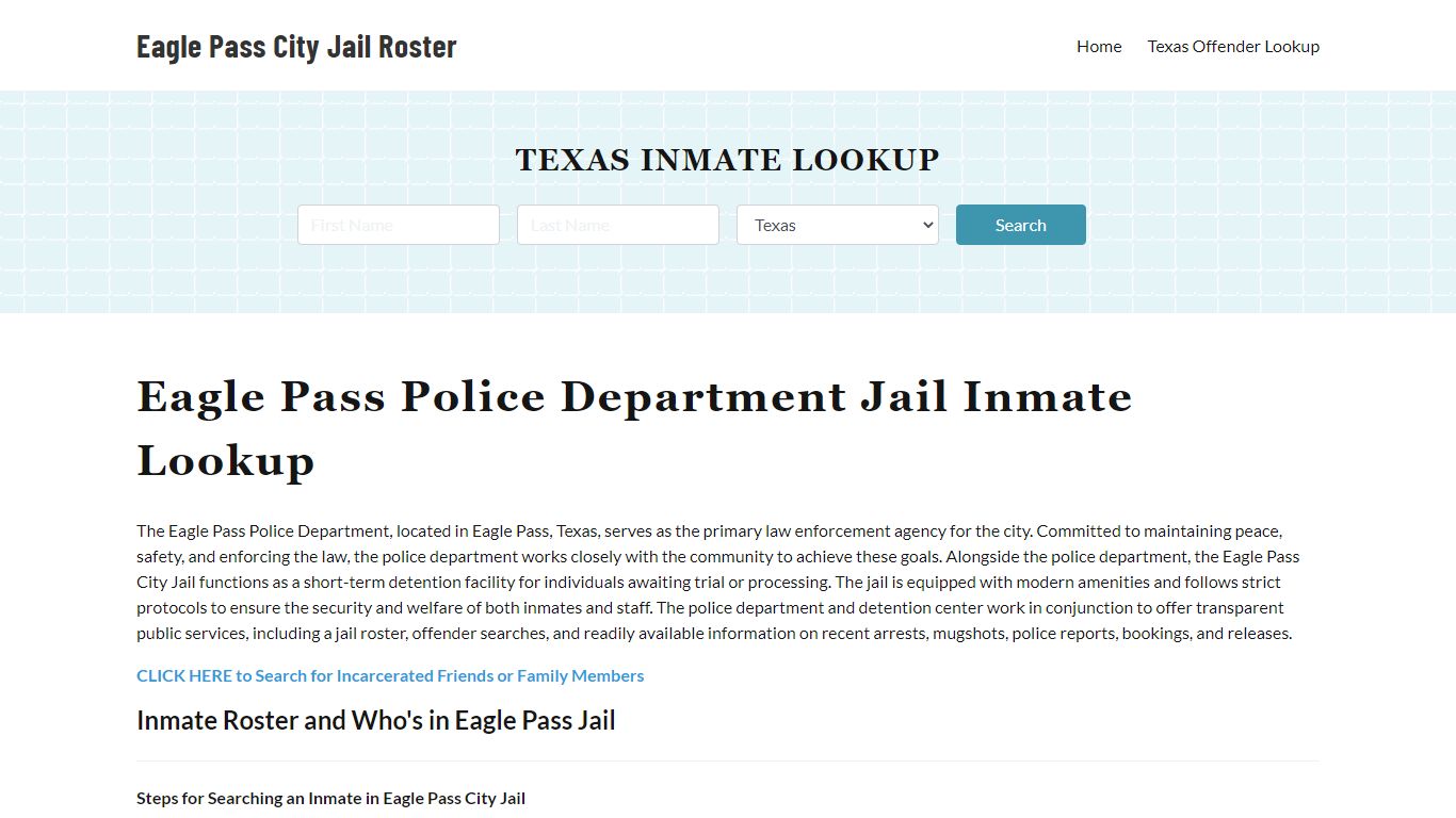 Eagle Pass Police Department & City Jail, TX Inmate Roster, Arrests ...