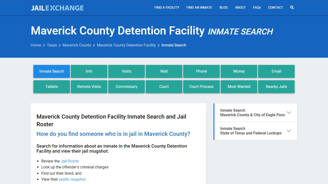 Maverick County Detention Facility Inmate Search - Jail Exchange